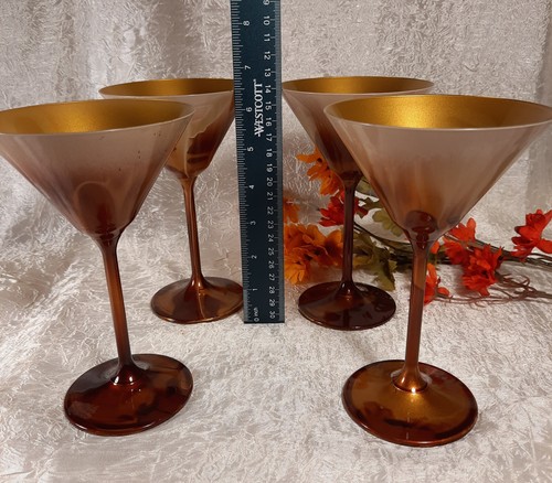 4 Drip Coated Earth Tones Martini/Dessert Glasses - Picture 4 of 8