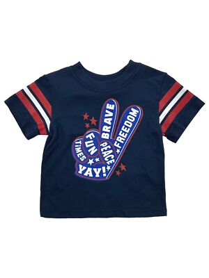 Toddler Boys Navy Blue Peace Brave Freedom 4Th Of July Patriotic Shirt 