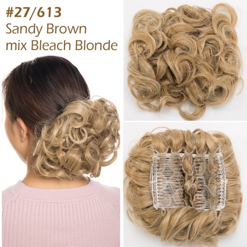 1PCS Thick Chignon Updo Ponytail Bun Clip in Hair Extensions Wrap On Hairpieces - Picture 21 of 31