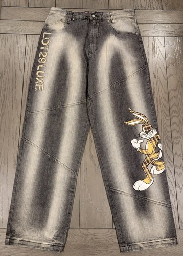 Vintage SET 29 LUXUS Looney Tunes Bugs Hase Warner Bros graue Denim Jeans Größe 36 - Bild 3 von 14