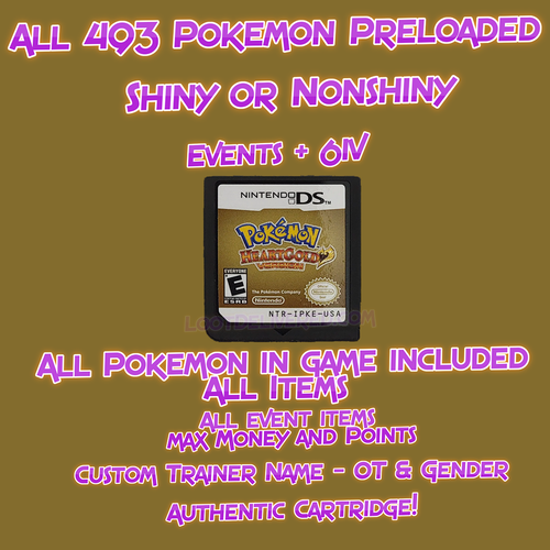 Pokemon HeartGold Enhanced With all 493 Pokemon Shiny or Nonshiny + Max Items - Picture 1 of 12