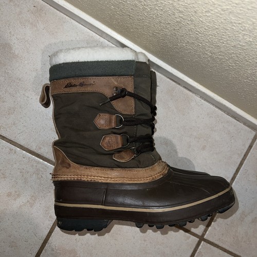 EDDIE BAUER SOREL Canada Winter Snow Brown/Green Boots Wool Liners Womens 9 - Picture 11 of 14