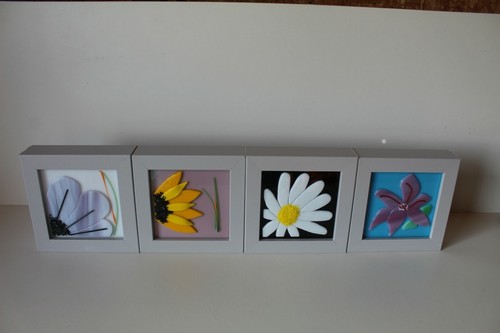 sunflower, heart,daisy, lily in fused glass, framed 10cm Handmade, MTO - Picture 34 of 44
