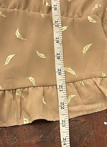 Sweet Rain Shirt Women's Plus Sz 1x Short Sleeve Brown Tan Gold Babydoll C4 - Picture 9 of 10