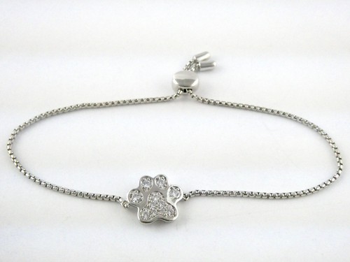 PAJ Designer Sterling Silver Paw Print Adjustable Anklet Bracelet 925 5.9g - Picture 1 of 13