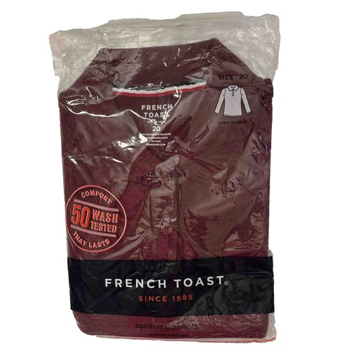 French Toast Girls LS Shirt, Burgundy, 20 - Picture 2 of 3