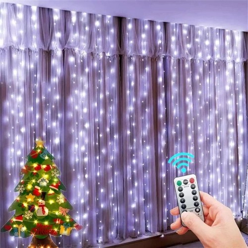 300 LED Curtain Lights String 3m*3m USB Powered Waterproof Twinkle Wall Lights - Picture 1 of 22