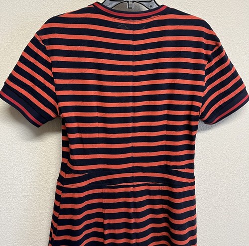 Derek Lam 10 Crosby T-Shirt Dress Coral Navy Striped Short Sleeve Mini Size M - Picture 12 of 12