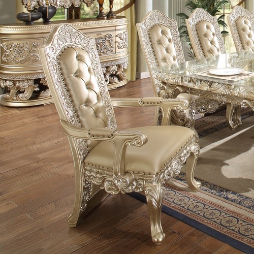 Luxury Ornate Silver Carved Wood Dining Table & Chairs Old World Baroque Rococo - Picture 5 of 16
