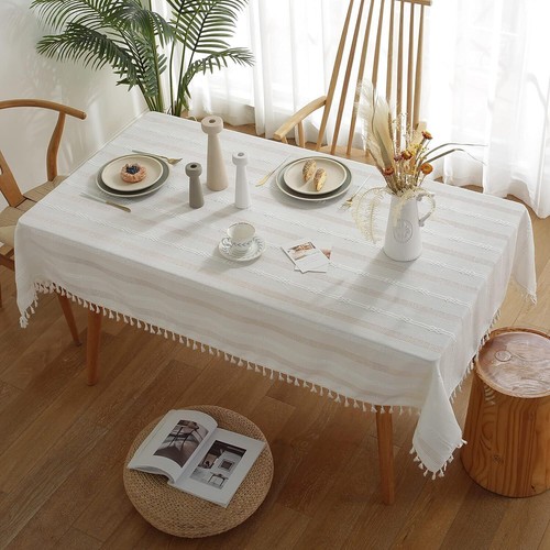 Stripe Tassel Tablecloth Dining Kitchen Table Cloth Cover Wedding Party Decor - Picture 37 of 56