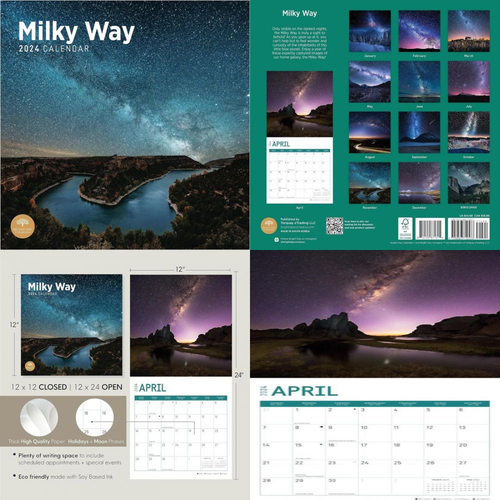 2025 Milky Way Monthly Wall Calendar by Bright Day, 12 x 12 Inch Space