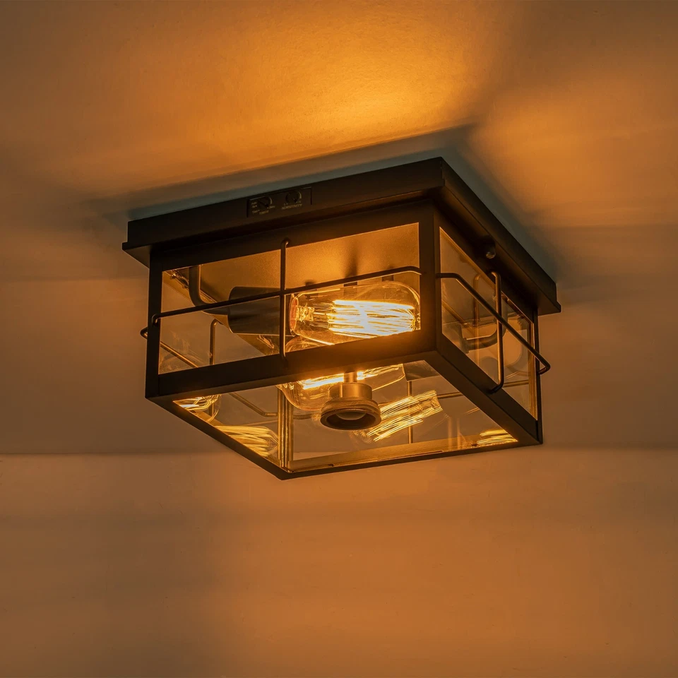 Flush Mount Outdoor Ceiling Light with Motion Sensor,Modern Porch Ceiling Light - Image 2 of 4