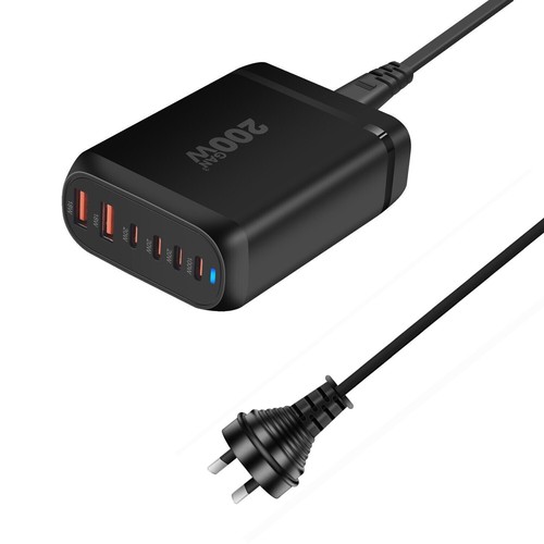 6 Port Fast GaN 200W Multi USB-C Wall Charger Quick Charging QC PD Type C USB - Picture 6 of 9
