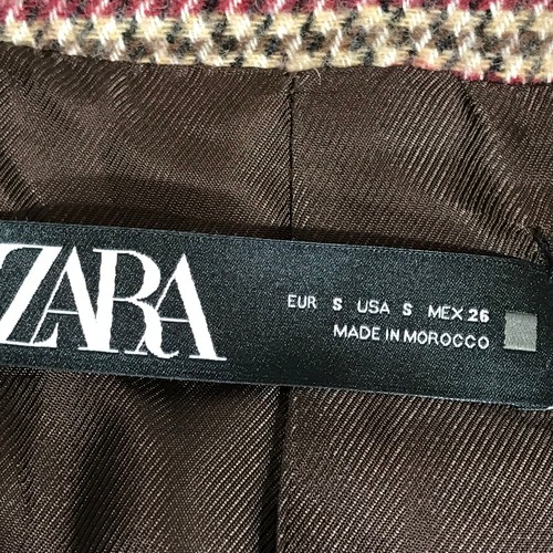Zara Jacket Womens Small Overcoat Beige Red Button Front Jacket Peacoat - Picture 4 of 13