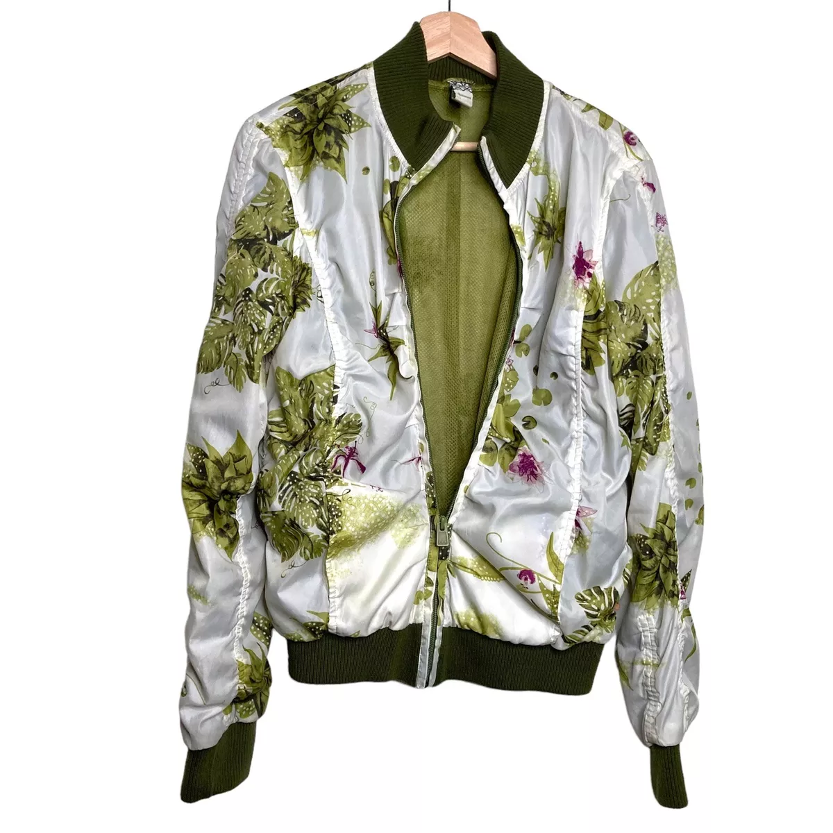 Floral silk store bomber jacket