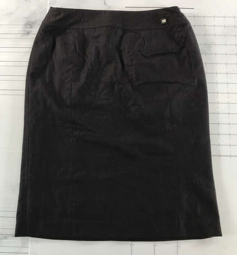 Vintage Chanel Pencil Skirt Womens 40 Black Cashmere Wool Blend Silk Lined 2001