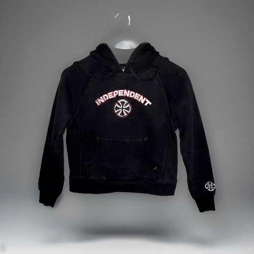 Vtg Independent Truck Co Hoodie Black Red White Sweatshirt Skater - Sz S/M - Picture 1 of 10
