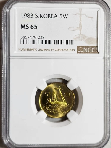 South Korea 5 Won 1983 NGC MS 65