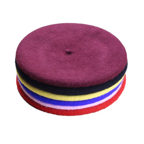Children's Wool Beret Kids Girls Retro Stretch Beret Hats Wool Solid Hat Cap UK - Picture 20 of 38