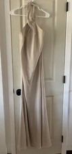 BHLDN Anthropologie Ruby Twist halter satin gown size 10 Color Oyster