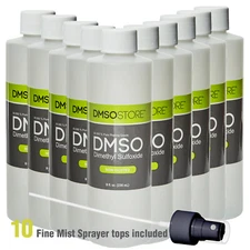 DMSO 8 oz. Bottle Non-diluted 99.995% Dimethyl Sulfoxide w/ Sprayer (10 pack)