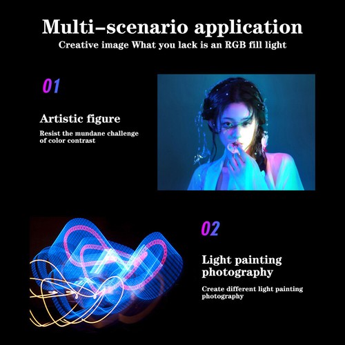 Luce ricaricabile riempimento video LED DSLR fotocamera fotografia vlog lampada dimmerabile RGB - Foto 11 di 22