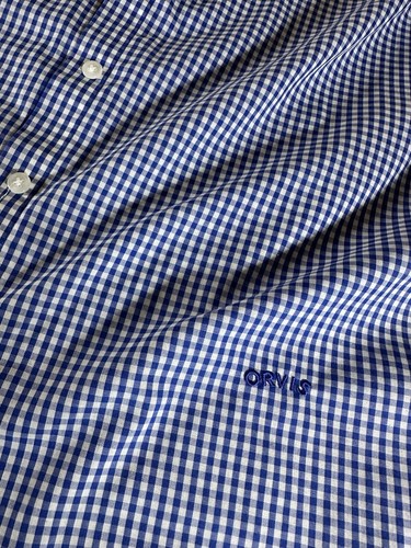 Orvis Hemd Erwachsene Größe 16 blau weiß Gingham kariert 3/4 Arm Freizeit Herren " - Bild 6 von 15