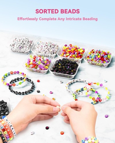 Personalized Jewelry Making Kit with 9800 Assorted Alphabet Beads for Teens - Picture 7 of 9