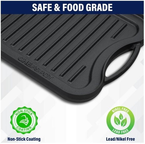 [FREE SHIPPING] CHEFSPOT Preseasoned Cast Iron Reversible Griddle Plate Pan, 20" - Bild 6 von 8