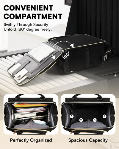 Rolling Backpack for Women, Travel Rolling Laptop Backpack with Wheels, Vertical - Picture 5 of 12