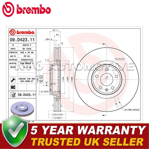 Brembo Front Brake Disc Fits Audi A4 2015- A5 2016- Q5 2016- Q7 2015- - Picture 2 of 4