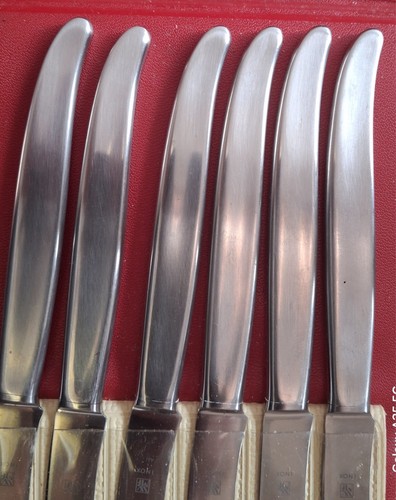 6 VTG Knives WMF Laurel Cromargan INOX Fine Stainless IN CASE Germany * SUPERB! - Foto 4 di 12