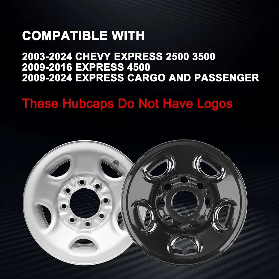 Glossy Wheel Skins For Chevy Express 2500 3500 4500; Wheel Covers; 4Pcs; 16 inch Foto 3 de 4