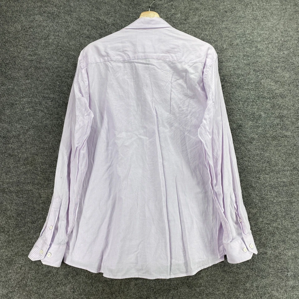 Johnston & Murphy Shirt Men L Large Purple Button Up Collaared Long Sleeve - Image 2 of 4