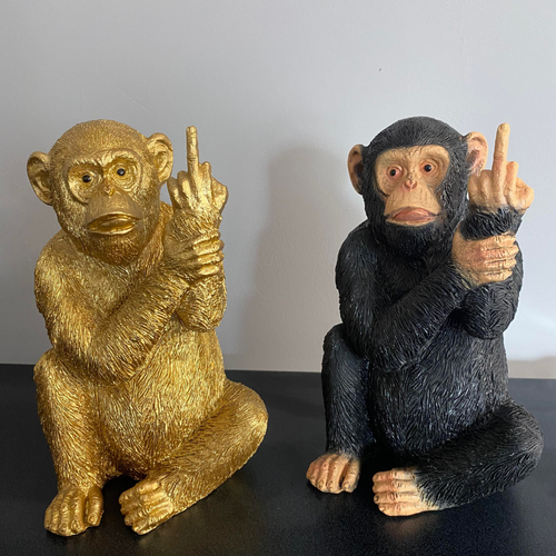 Resin Sitting Monkey Ornament 19cm Statue Indoor Outdoor Home Garden Decor - Picture 6 of 7