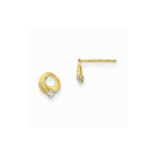 14k Yellow Gold CZ Children's Circle Post Earrings 6mm x 5mm Madi K Kids Jewelry