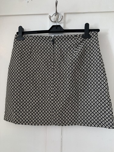 Avenue Black White Skirt Knit Feel 12 Polyester Cotton 16” Long Womens - Picture 7 of 10