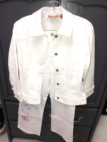 DANA BUCHMAN DENIM White Embroidered Painted Jacke