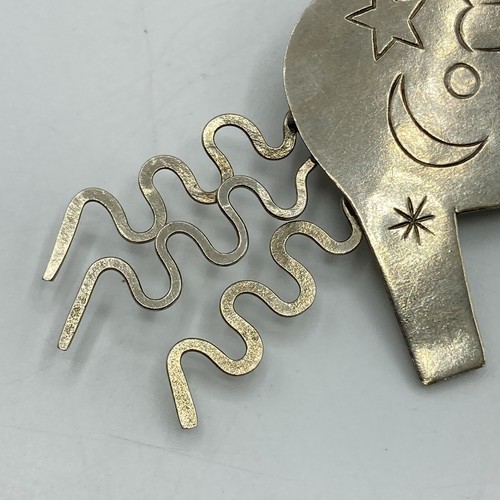 Vtg Whimsical Elephant Star Silver Tone Metal Brooch Pin Handmade Statement 4.5" - Picture 6 of 12