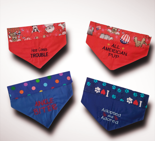PERSONALIZED reversible embroidered over the collar DOG BANDANA - Design Ur Own! - Picture 6 of 18