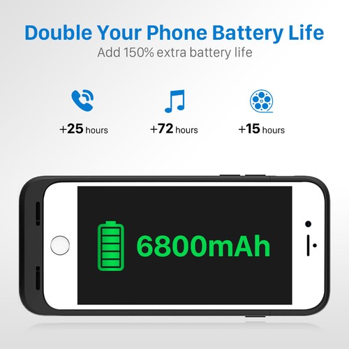 6800mAh For iPhone 6 / 6s plus External Battery Charger Case Power Bank Charging - Picture 8 of 9