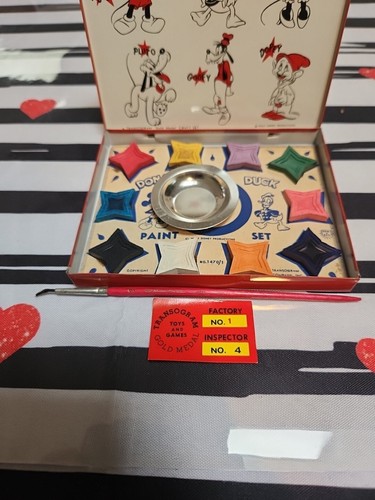 VINTAGE c1950 Astronaut Mickey Mouse Tin Paint Box Disney by Transogram NEW - Picture 4 of 12