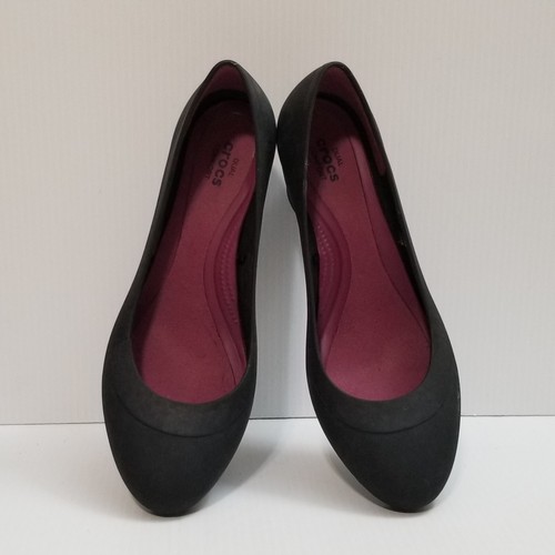 CROCS Womens 6 Lina Wedge Heels Black Comfort Shoes Rubber Classic Dress Pumps - Picture 5 of 14