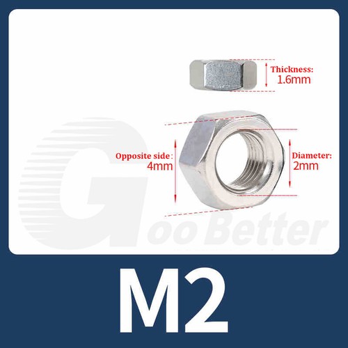 HEXAGON HEX FULL NUTS A2/A4 STAINLESS STEEL M1 M1.2 M1.4 M1.6 M2 M2.5 M2.6 ~ M64 - Picture 14 of 41