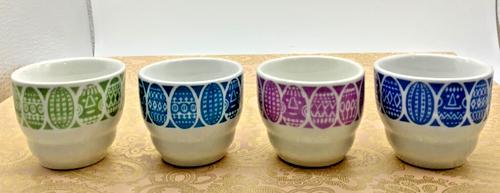 Set of 4 MCM Arabia Kauno Egg Cups 1 5/8" Mid-Century Porcelain Made in Finland - Bild 1 von 5
