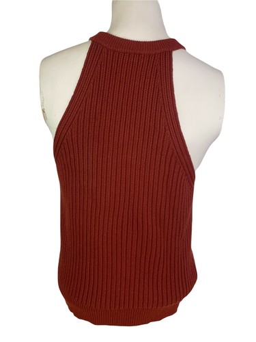 Camisa sin mangas roja pequeña Theory para mujer Waxson acanalada suéter puntero - Imagen 5 de 9