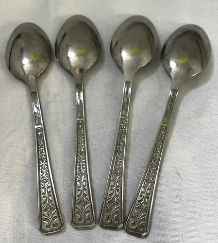 Lot of FOUR - 6.25" Teaspoons - FLORENZ (4 Petal) - Interpur Stainless Japan - Picture 5 of 6
