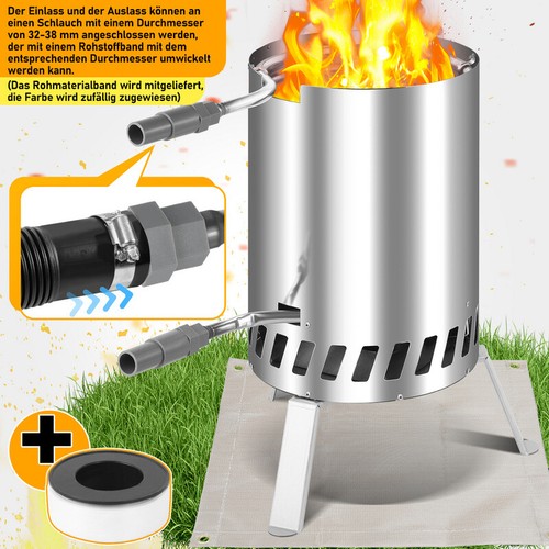 Poolheizung mit Feuermatte Pool Holz Schwimmbadheizung Anschluss Edelstahl - Bild 5 von 7