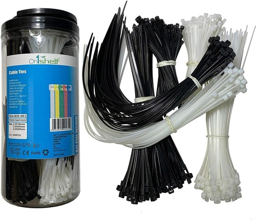Coloured Assorted Cable Ties Nylon Black and White Tie Wraps 600 Pieces - Picture 12 of 13