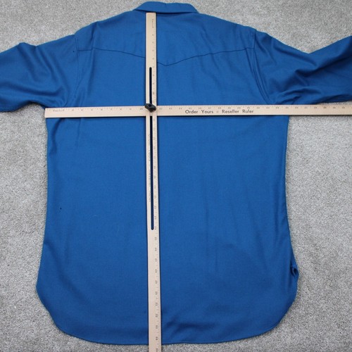 Pendleton High Grad Western Wear Shirt Mens XL Long Blue Pearl Snap Virgin Wool - Picture 11 of 14